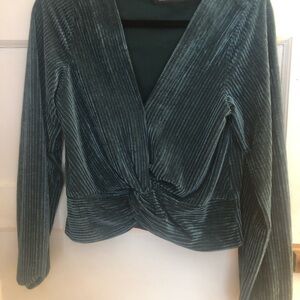 MINKPINK Teal Velvet Women's Blouse